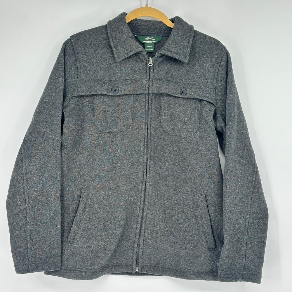 Woolrich Womens Onyx Heather Full Zip Sweater Jacket‎ Gray Large Utility